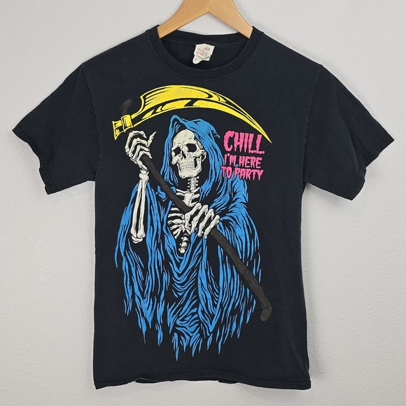 Fruit of the Loom Other - Vintage Grim Reaper‎ Shirt XS Chill I'm Here to Party Fruit of the Loom 00s